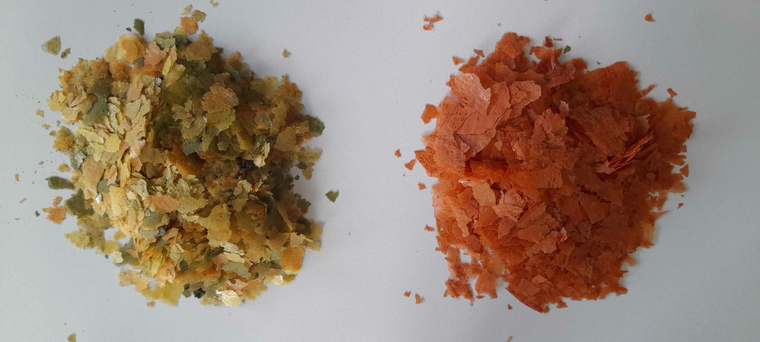 Flockenfutter in verschiedenen Plättchengrößen und Zusammensetzung erhältlich